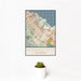 12x18 Redwood City California Map Print Portrait Orientation in Woodblock Style With Small Cactus Plant in White Planter
