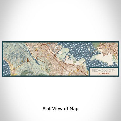 Flat View of Map Custom Redwood City California Map Enamel Mug in Woodblock