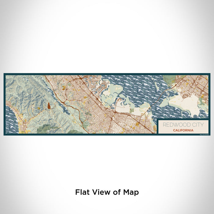 Flat View of Map Custom Redwood City California Map Enamel Mug in Woodblock