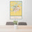 24x36 Redwood Falls Minnesota Map Print Portrait Orientation in Woodblock Style Behind 2 Chairs Table and Potted Plant