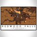 Redwood Falls Minnesota Map Print Landscape Orientation in Ember Style With Shaded Background