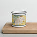 Front View Custom Redwood Falls Minnesota Map Enamel Mug in Woodblock on Cutting Board
