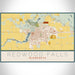 Redwood Falls Minnesota Map Print Landscape Orientation in Woodblock Style With Shaded Background