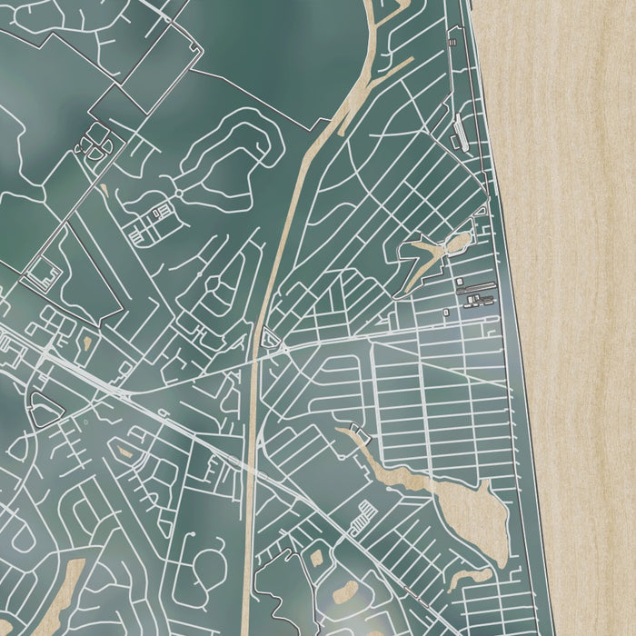 Rehoboth Beach Delaware Map Print in Afternoon Style Zoomed In Close Up Showing Details