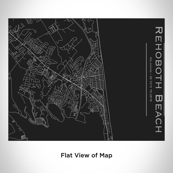 Rendered View of Rehoboth Beach Delaware Map Engraving on 20oz Stainless Steel Insulated Bottle with Bamboo Top in Black