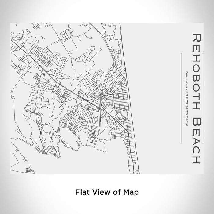 Rendered View of Rehoboth Beach Delaware Map Engraving on 20oz Stainless Steel Insulated Bottle with Bamboo Top in White