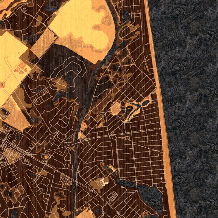 Rehoboth Beach Delaware Map Print in Ember Style Zoomed In Close Up Showing Details