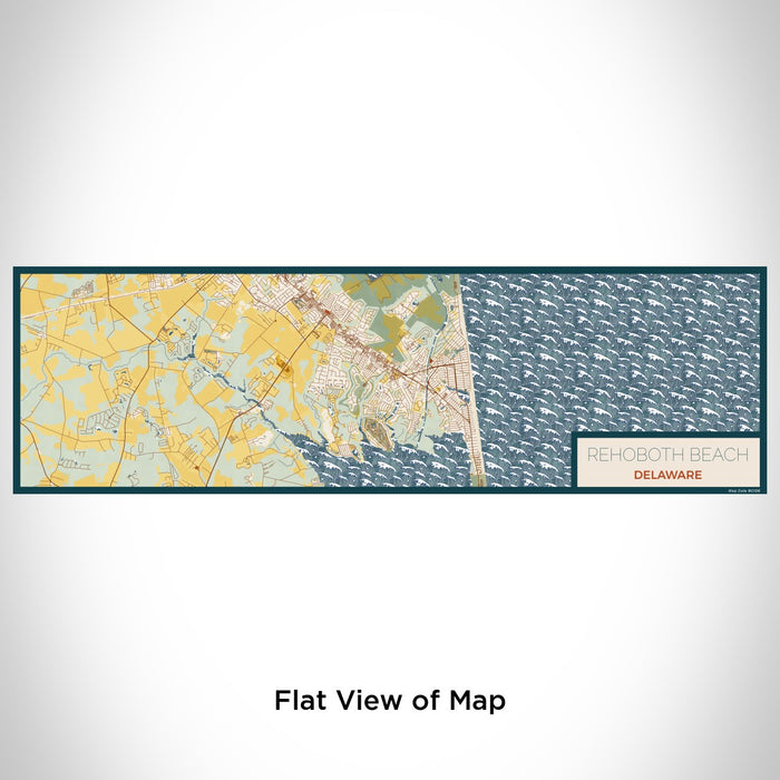 Flat View of Map Custom Rehoboth Beach Delaware Map Enamel Mug in Woodblock