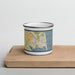 Front View Custom Rehoboth Beach Delaware Map Enamel Mug in Woodblock on Cutting Board