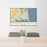 24x36 Rehoboth Beach Delaware Map Print Landscape Orientation in Woodblock Style Behind 2 Chairs Table and Potted Plant