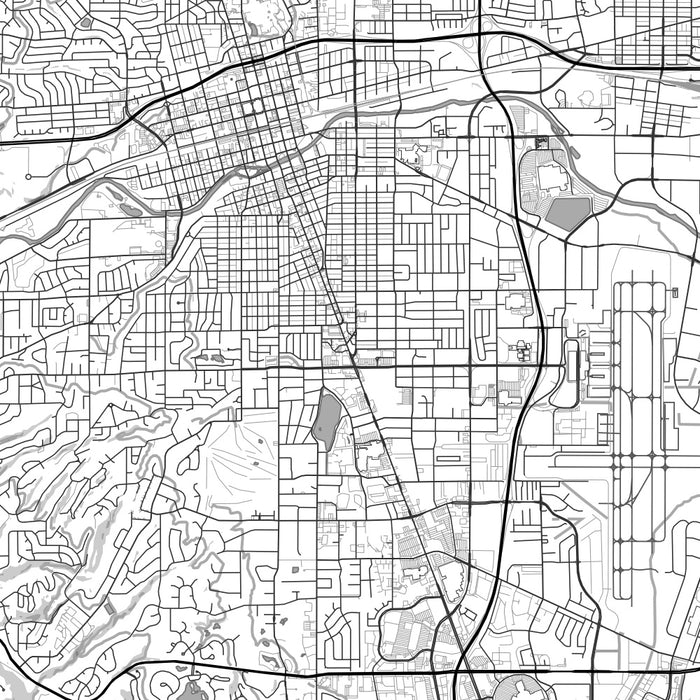 Reno Nevada Map Print in Classic Style Zoomed In Close Up Showing Details