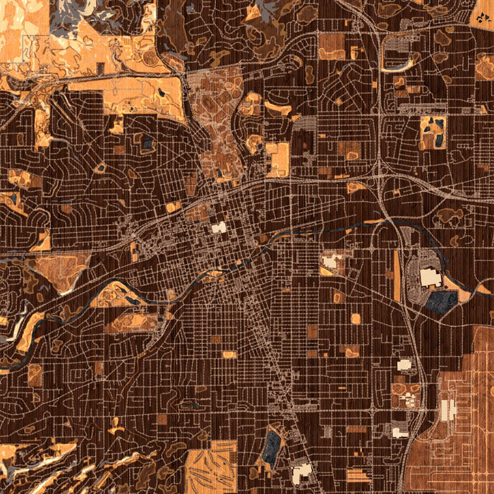 Reno Nevada Map Print in Ember Style Zoomed In Close Up Showing Details