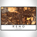 Reno Nevada Map Print Landscape Orientation in Ember Style With Shaded Background