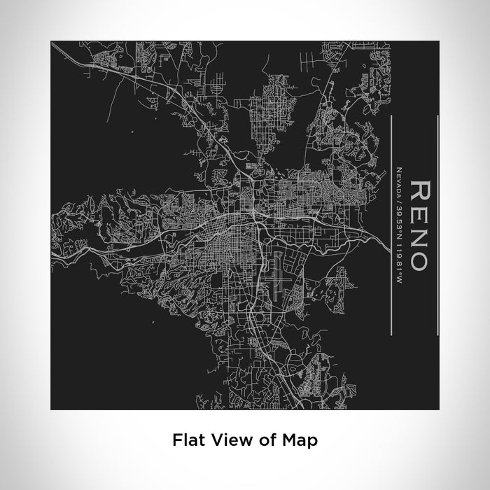 Rendered View of Reno Nevada Map Engraving on 17oz Stainless Steel Insulated Tumbler in Black