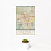 12x18 Reno Nevada Map Print Portrait Orientation in Woodblock Style With Small Cactus Plant in White Planter