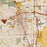Reno Nevada Map Print in Woodblock Style Zoomed In Close Up Showing Details