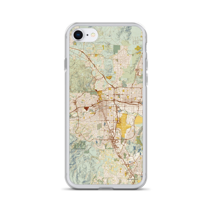 Custom Reno Nevada Map iPhone SE Phone Case in Woodblock