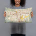 Person holding 20x12 Custom Reno Nevada Map Throw Pillow in Woodblock