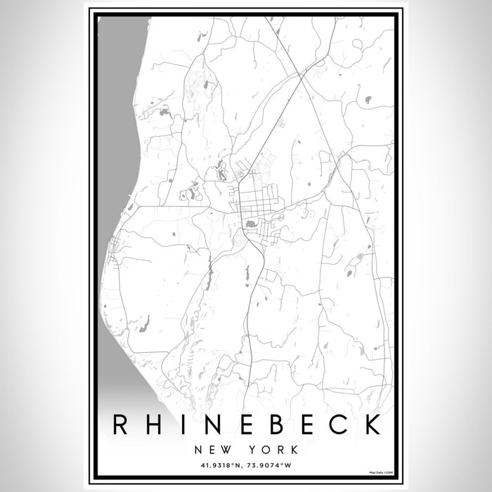 Rhinebeck New York Map Print Portrait Orientation in Classic Style With Shaded Background