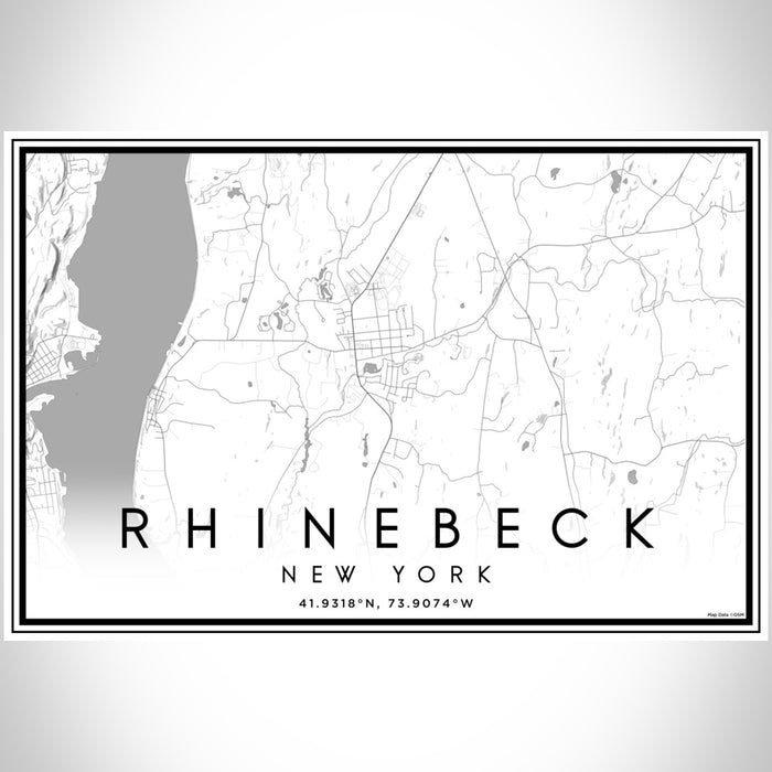 Rhinebeck New York Map Print Landscape Orientation in Classic Style With Shaded Background