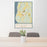 24x36 Rhinebeck New York Map Print Portrait Orientation in Woodblock Style Behind 2 Chairs Table and Potted Plant