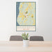 24x36 Rhinebeck New York Map Print Portrait Orientation in Woodblock Style Behind 2 Chairs Table and Potted Plant
