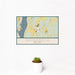 12x18 Rhinebeck New York Map Print Landscape Orientation in Woodblock Style With Small Cactus Plant in White Planter