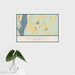 16x24 Rhinebeck New York Map Print Landscape Orientation in Woodblock Style With Tropical Plant Leaves in Water