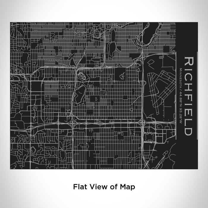 Rendered View of Richfield Minnesota Map Engraving on 20oz Stainless Steel Insulated Bottle with Bamboo Top in Black