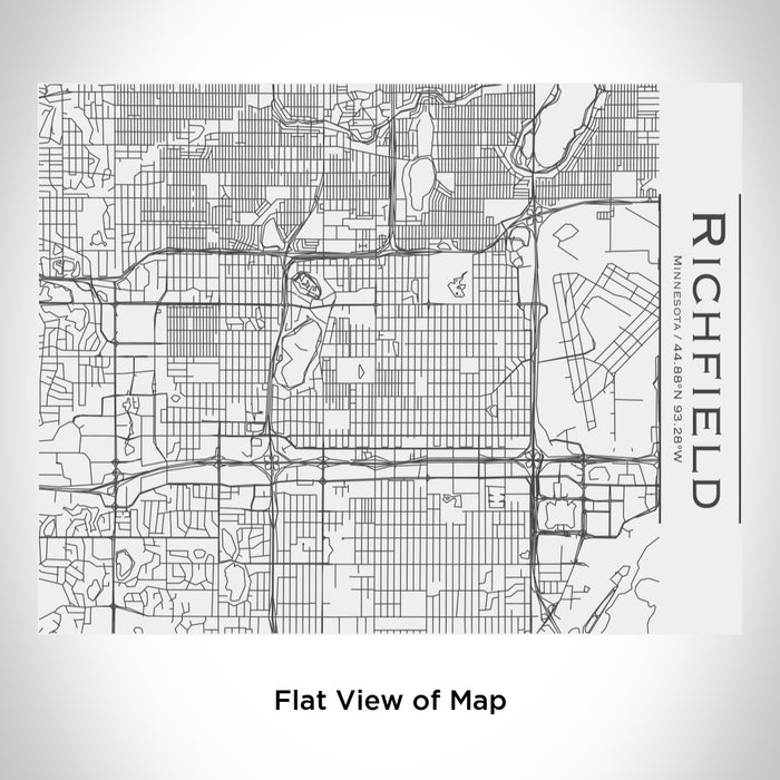 Rendered View of Richfield Minnesota Map Engraving on 20oz Stainless Steel Insulated Bottle with Bamboo Top in White