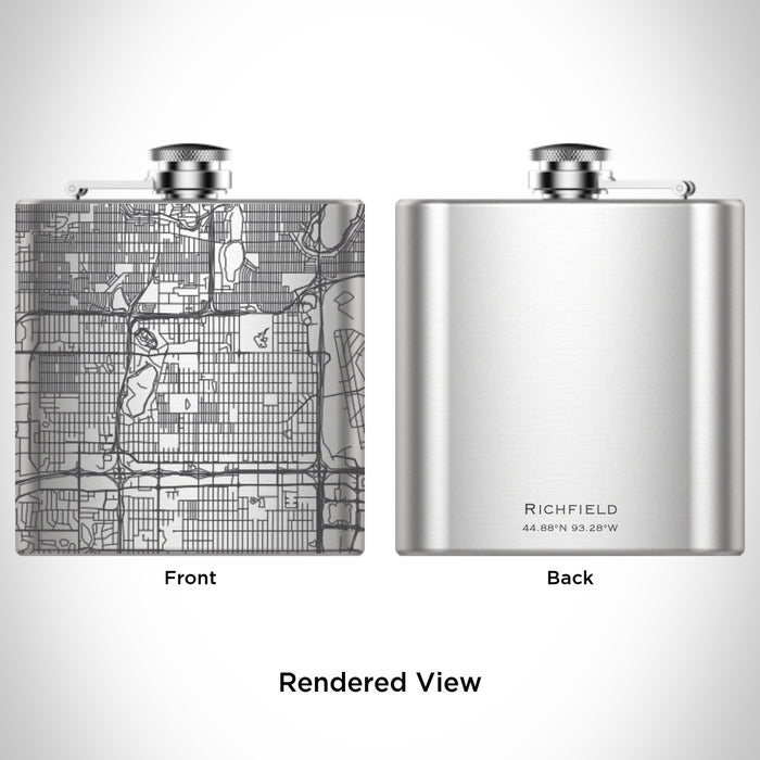 Rendered View of Richfield Minnesota Map Engraving on 6oz Stainless Steel Flask