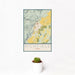 12x18 Richfield Utah Map Print Portrait Orientation in Woodblock Style With Small Cactus Plant in White Planter