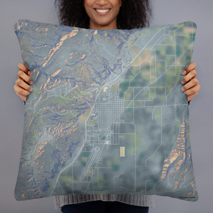 Person holding 22x22 Custom Richfield Utah Map Throw Pillow in Afternoon