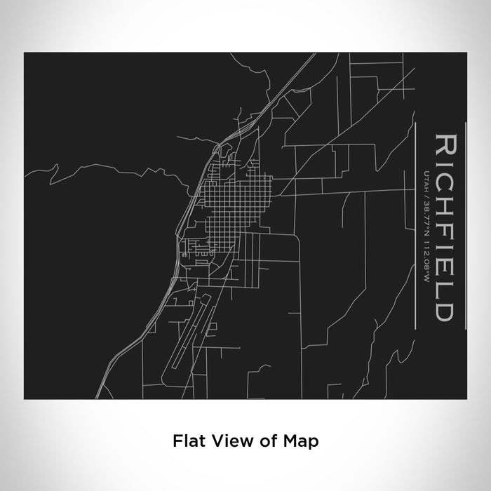 Rendered View of Richfield Utah Map Engraving on 20oz Stainless Steel Insulated Bottle with Bamboo Top in Black