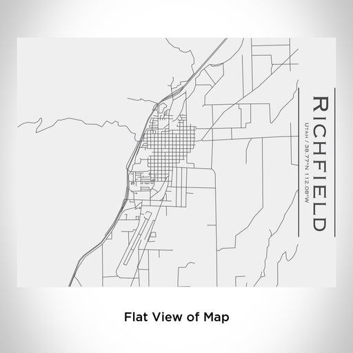 Rendered View of Richfield Utah Map Engraving on 20oz Stainless Steel Insulated Bottle with Bamboo Top in White