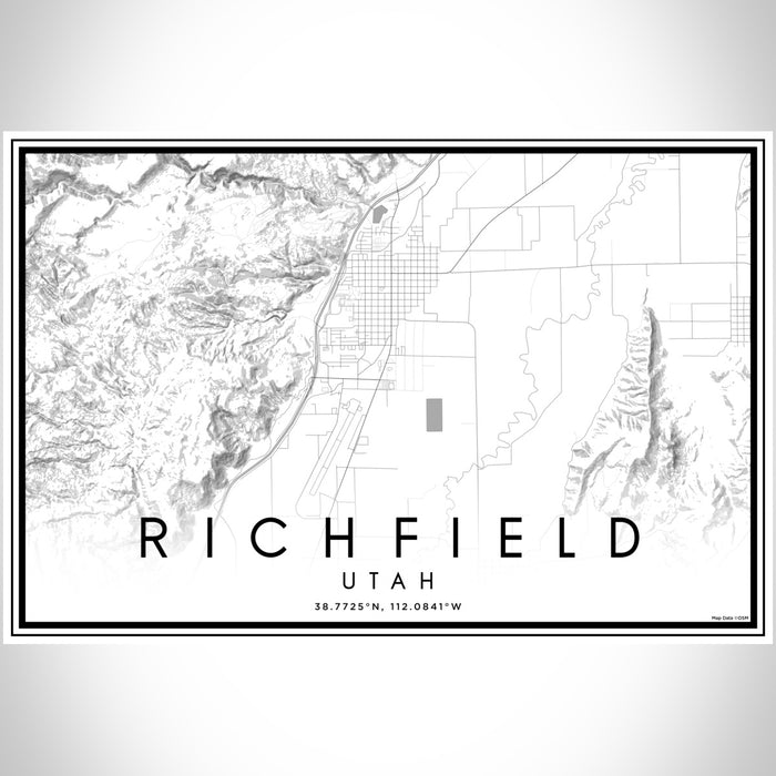 Richfield Utah Map Print Landscape Orientation in Classic Style With Shaded Background