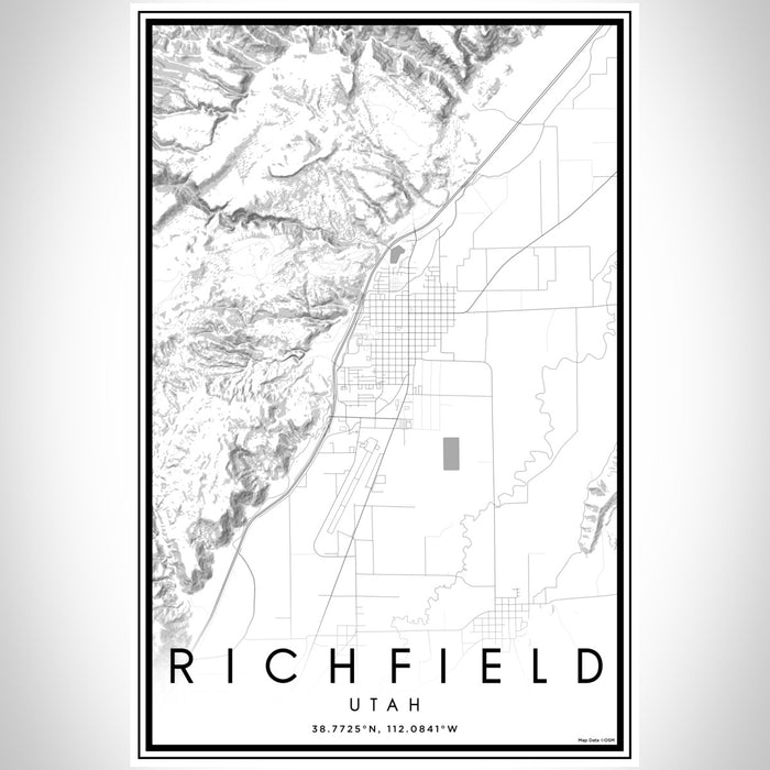 Richfield Utah Map Print Portrait Orientation in Classic Style With Shaded Background