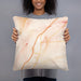 Person holding 18x18 Custom Richfield Utah Map Throw Pillow in Watercolor