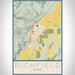 Richfield Utah Map Print Portrait Orientation in Woodblock Style With Shaded Background