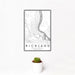 12x18 Richland Washington Map Print Portrait Orientation in Classic Style With Small Cactus Plant in White Planter