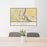 24x36 Richland Washington Map Print Lanscape Orientation in Woodblock Style Behind 2 Chairs Table and Potted Plant