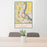 24x36 Richland Washington Map Print Portrait Orientation in Woodblock Style Behind 2 Chairs Table and Potted Plant