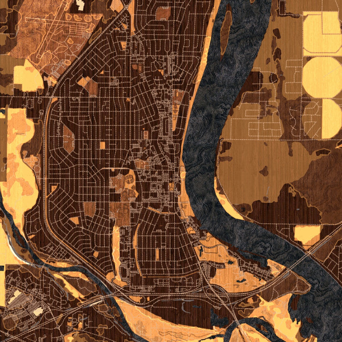 Richland Washington Map Print in Ember Style Zoomed In Close Up Showing Details