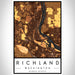 Richland Washington Map Print Portrait Orientation in Ember Style With Shaded Background