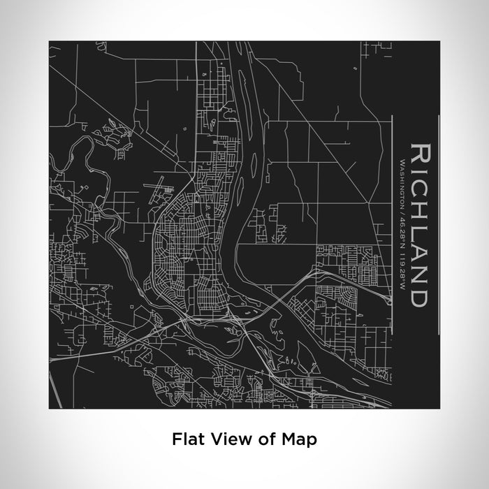 Rendered View of Richland Washington Map Engraving on 17oz Stainless Steel Insulated Tumbler in Black