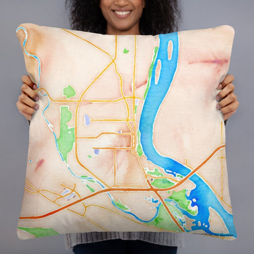Person holding 22x22 Custom Richland Washington Map Throw Pillow in Watercolor