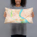 Person holding 20x12 Custom Richland Washington Map Throw Pillow in Watercolor