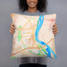 Person holding 18x18 Custom Richland Washington Map Throw Pillow in Watercolor