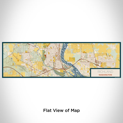 Flat View of Map Custom Richland Washington Map Enamel Mug in Woodblock