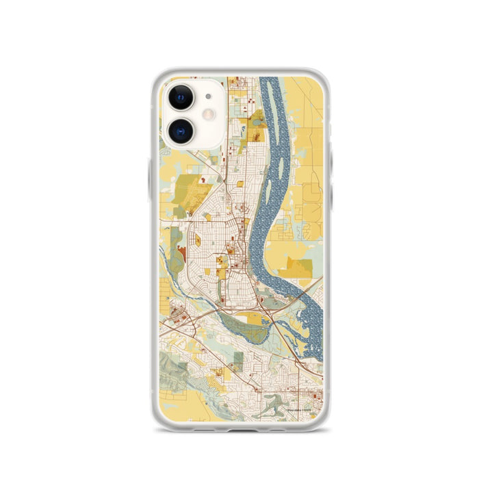 Custom iPhone 11 Richland Washington Map Phone Case in Woodblock